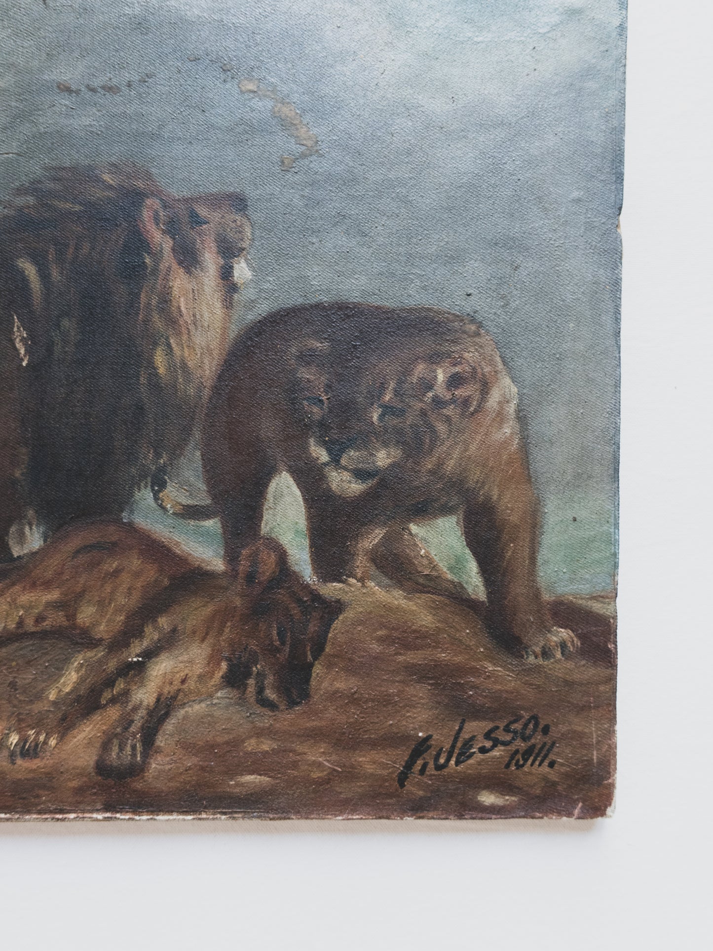 Early 20th c. Lion Painting