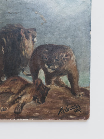 Early 20th c. Lion Painting