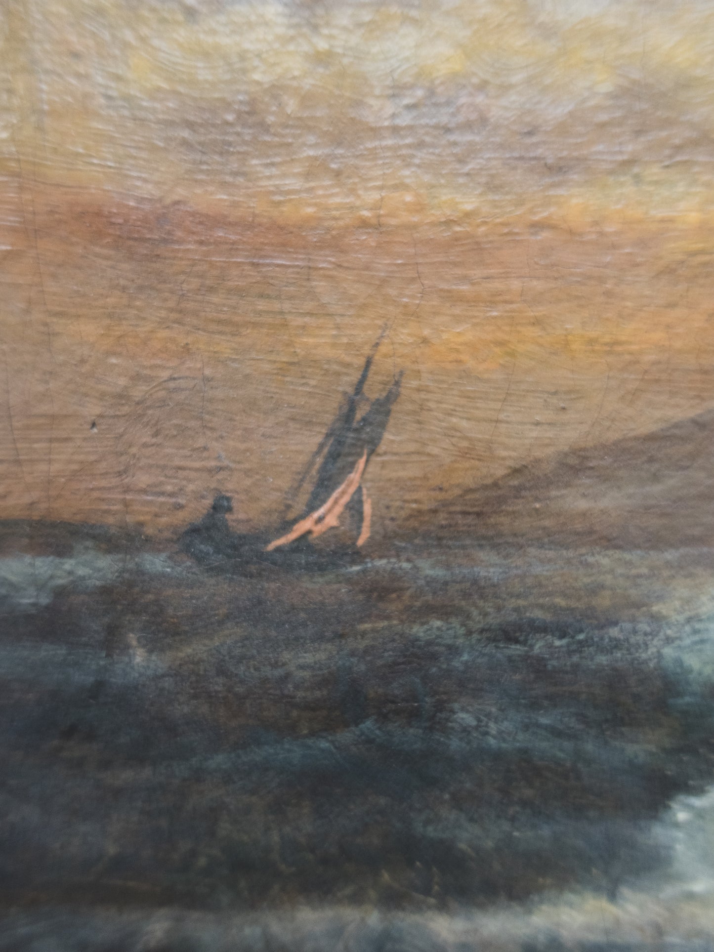 19th c. " Ship at Dawn " Painting