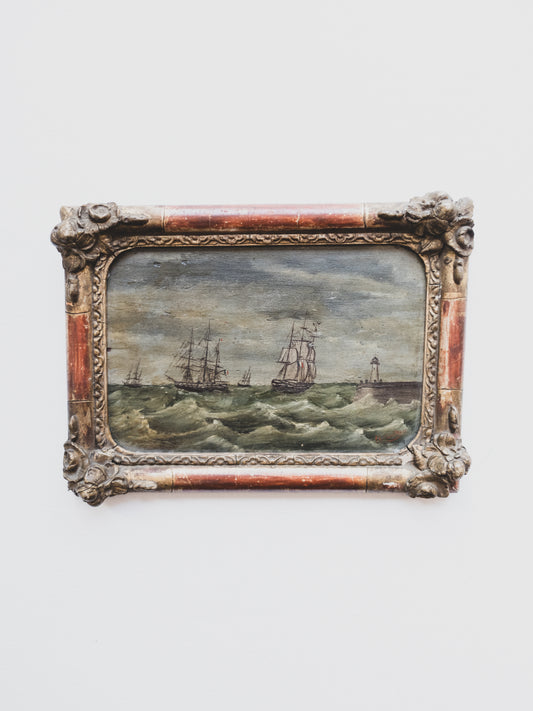 18th c. Incredible French Ship Painting