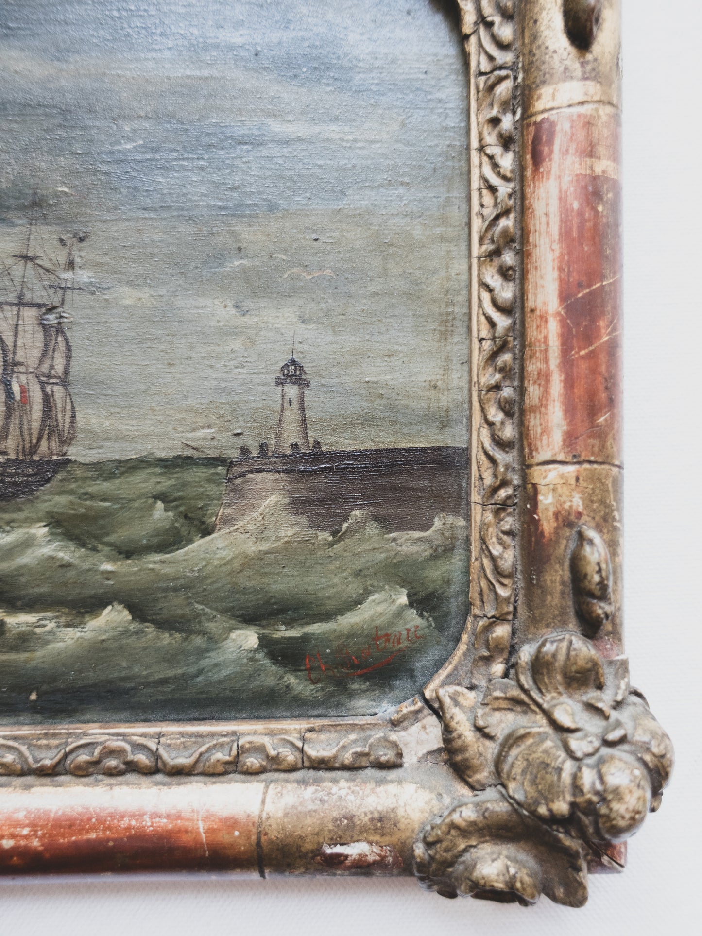 18th c. Incredible French Ship Painting