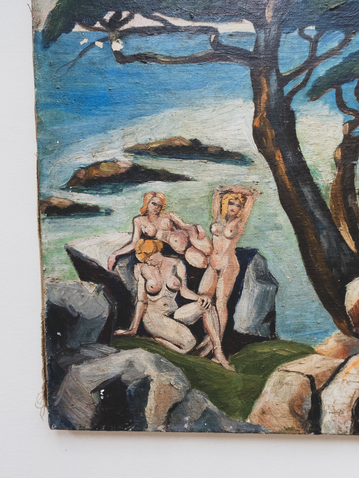 1940s Cubist " Sirens On the Sea " - Oil Painting