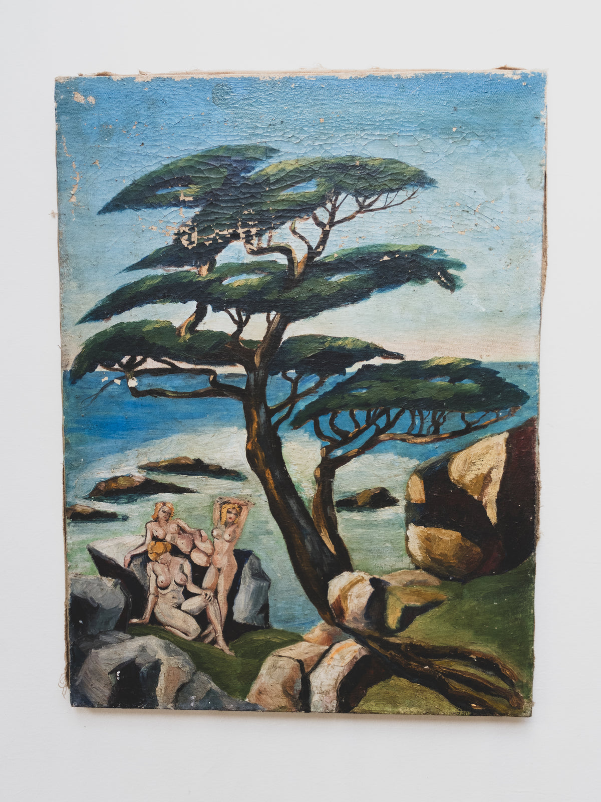 1940s Cubist " Sirens On the Sea " - Oil Painting