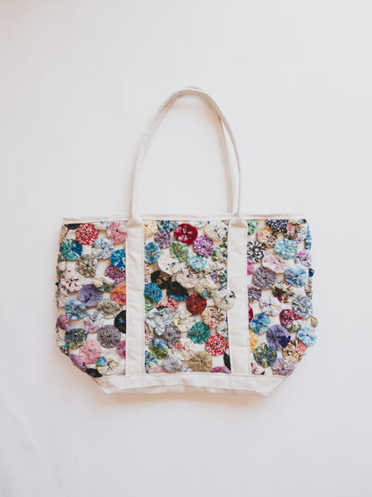 Yo-Yo Quilt Boat Tote 010