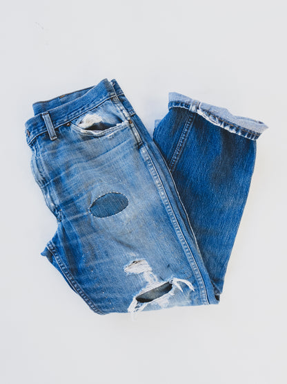 1960's Patched Cowboy Jeans - 34x30