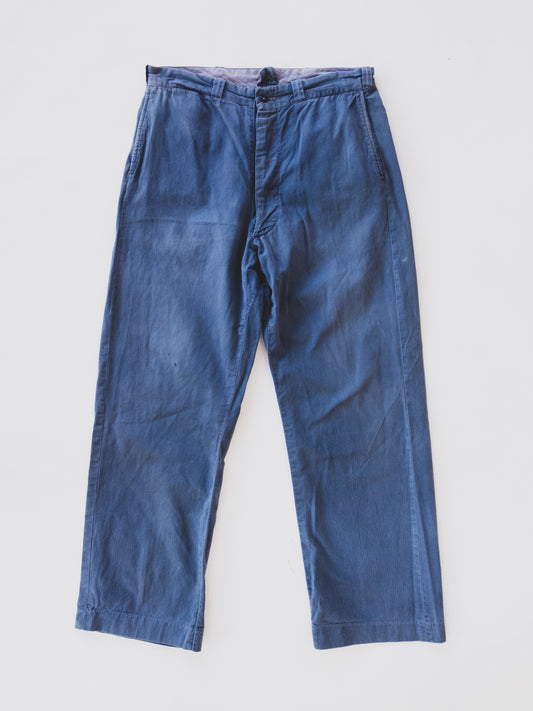 1940's Blue HBT Work Pants - 33x29
