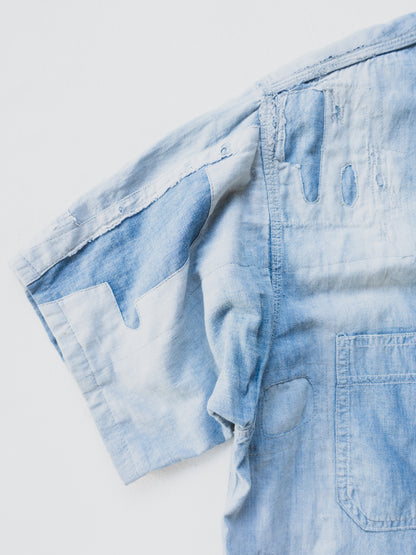 1940's Crazy Patched + Cropped Chambray - M