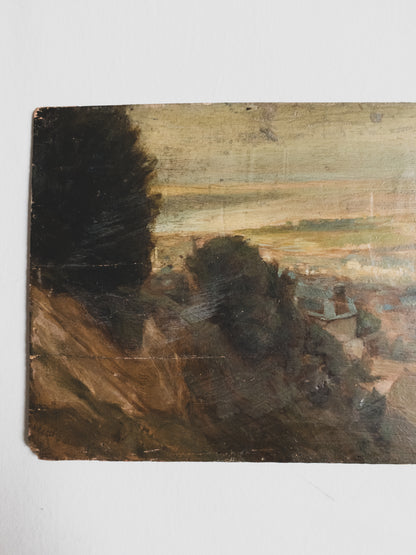 19th c. French Plein Air Landscape - Oil on Wood