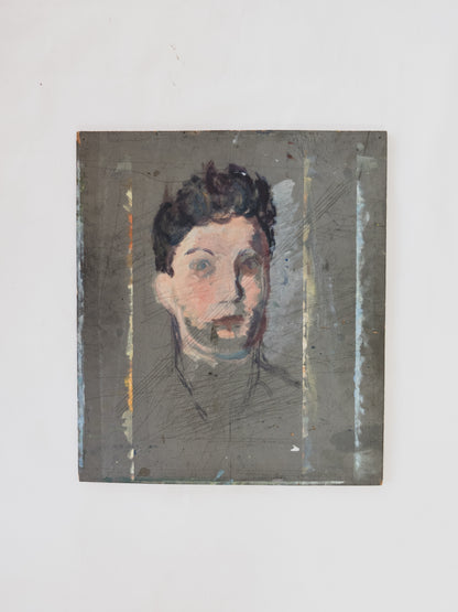 1940's Unfinished Portrait - Oil on Wood