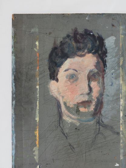 1940's Unfinished Portrait - Oil on Wood
