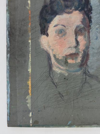 1940's Unfinished Portrait - Oil on Wood