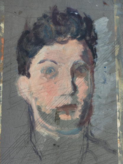 1940's Unfinished Portrait - Oil on Wood