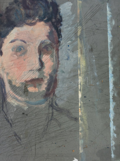 1940's Unfinished Portrait - Oil on Wood