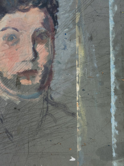 1940's Unfinished Portrait - Oil on Wood