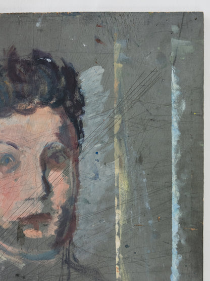 1940's Unfinished Portrait - Oil on Wood