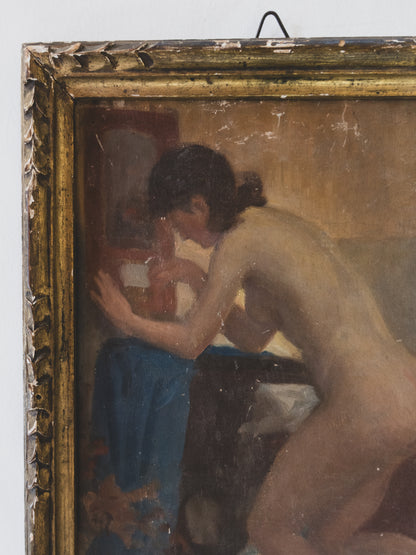 1930's Bathing Nude Oil Painting