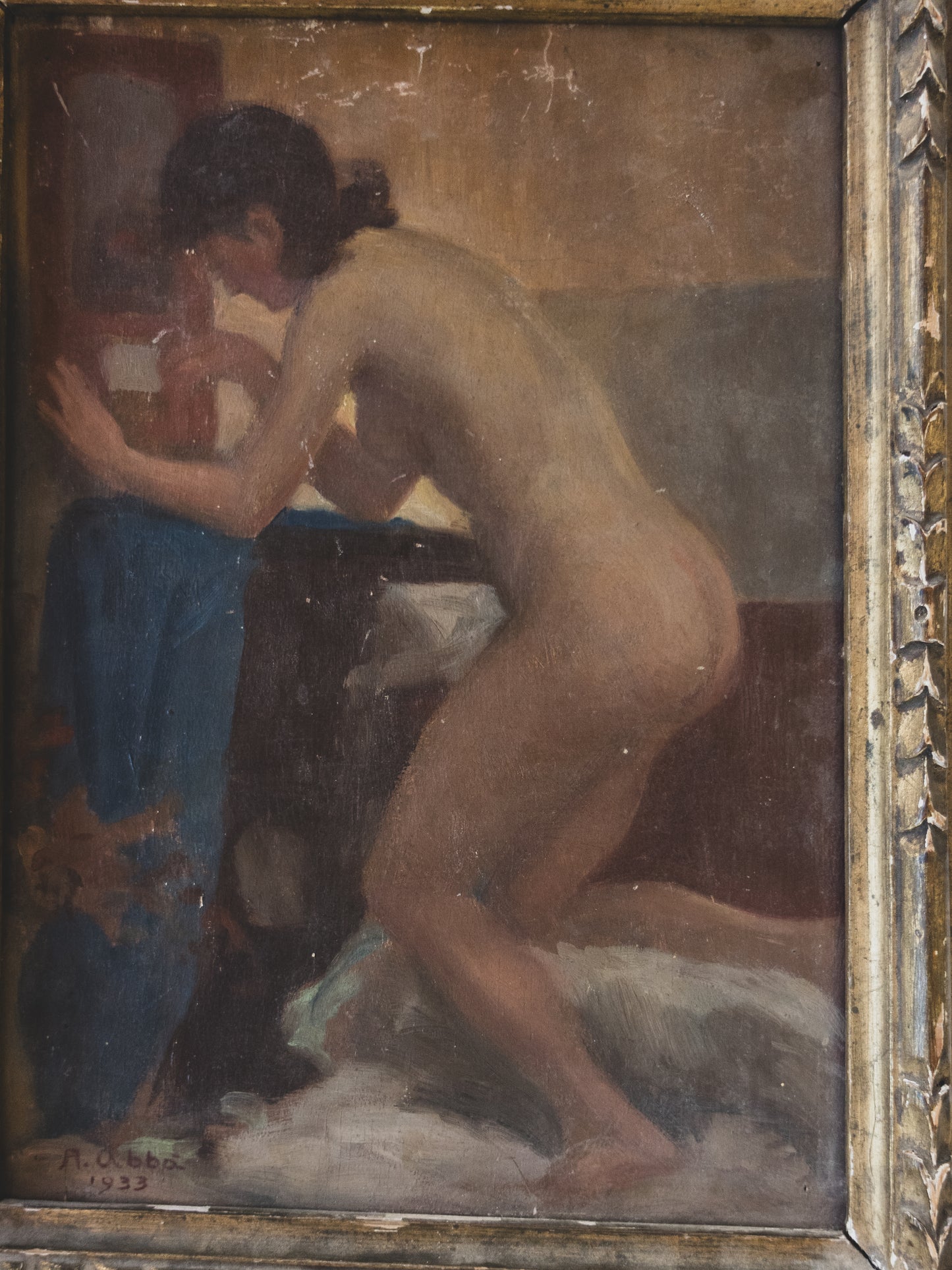 1930's Bathing Nude Oil Painting