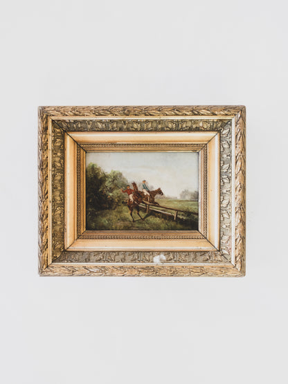 19th c. Equestrian Painting – Oil on Wood
