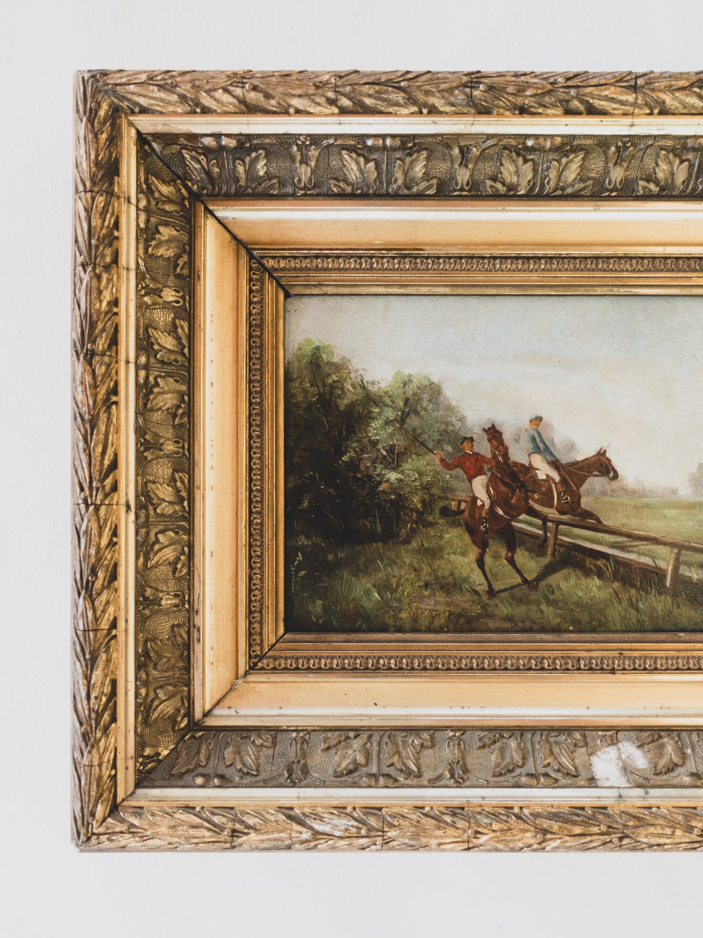 19th c. Equestrian Painting – Oil on Wood