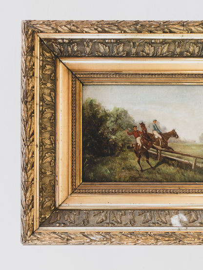 19th c. Equestrian Painting – Oil on Wood
