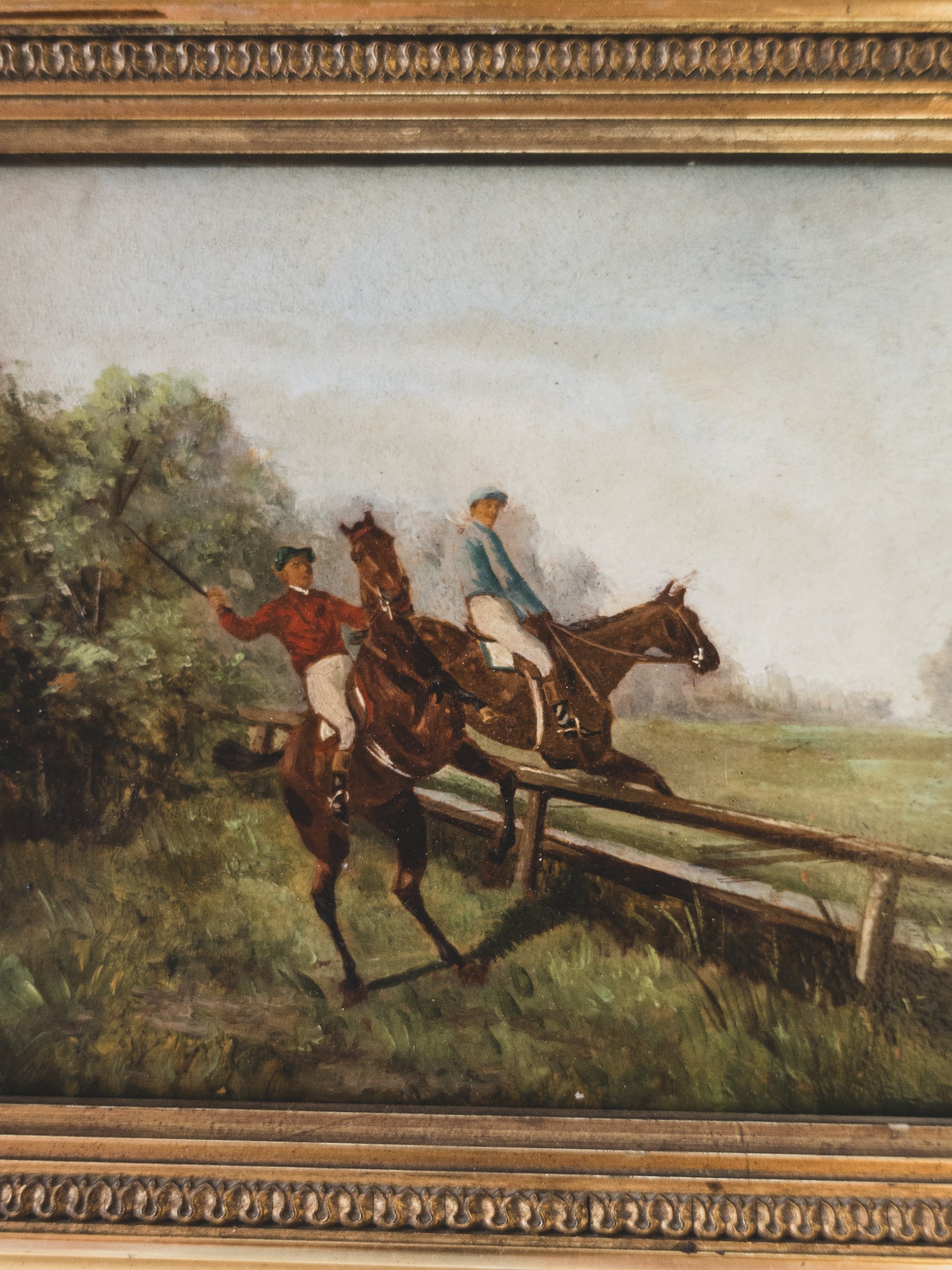 19th c. Equestrian Painting – Oil on Wood