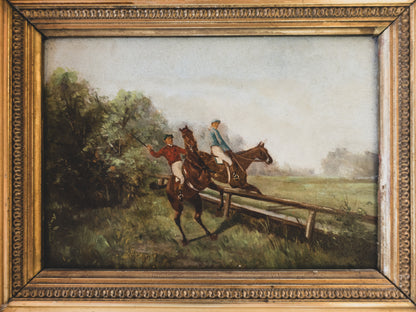 19th c. Equestrian Painting – Oil on Wood