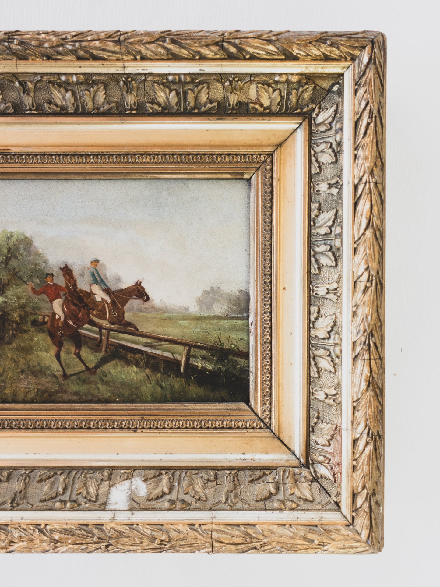 19th c. Equestrian Painting – Oil on Wood