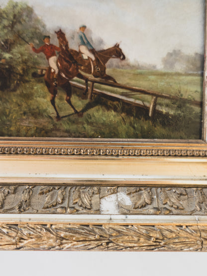 19th c. Equestrian Painting – Oil on Wood