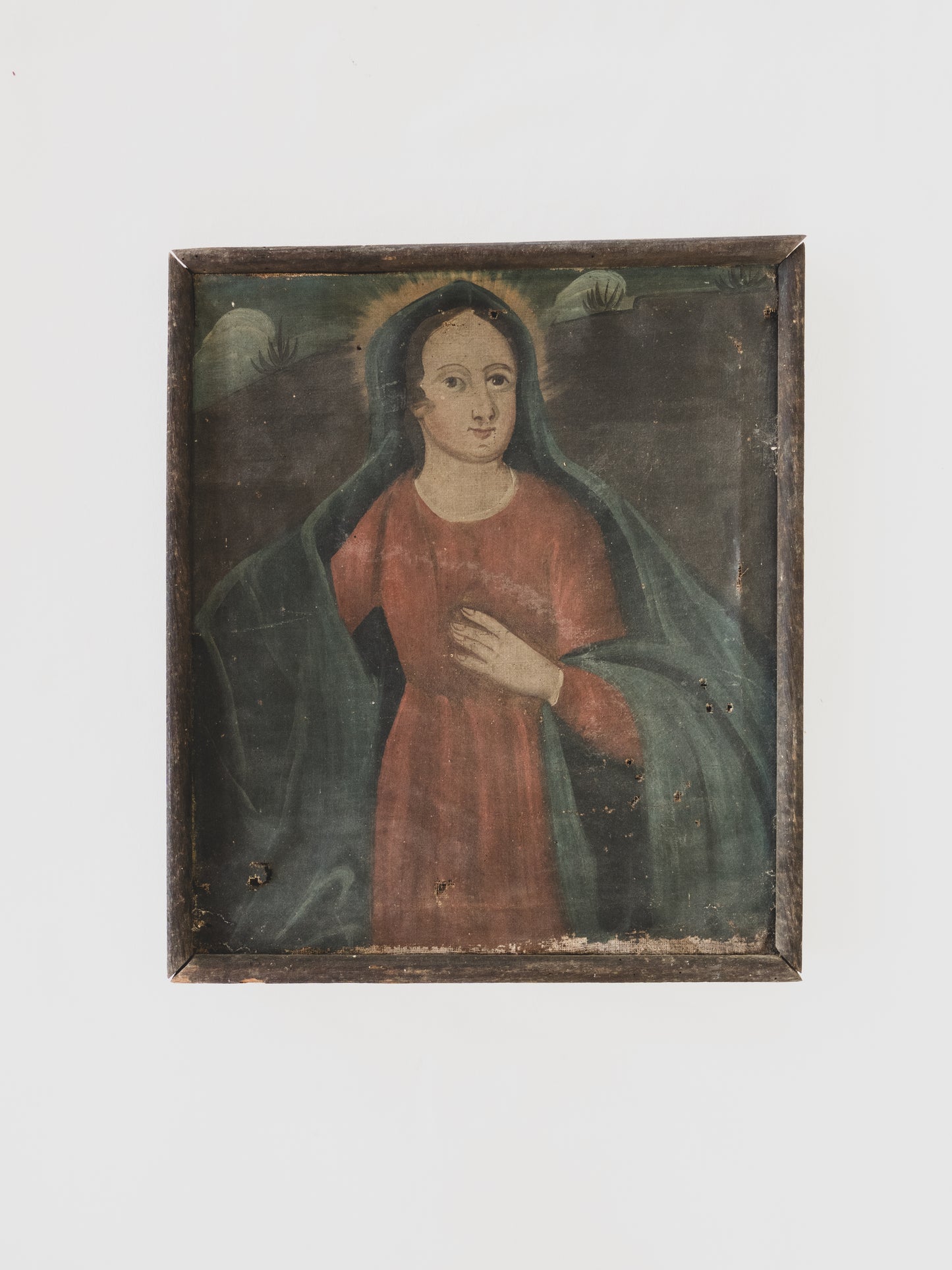 Mid 19th c. Folk Art Madonna – Oil on Canvas
