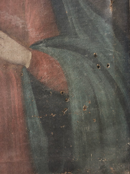 Mid 19th c. Folk Art Madonna – Oil on Canvas