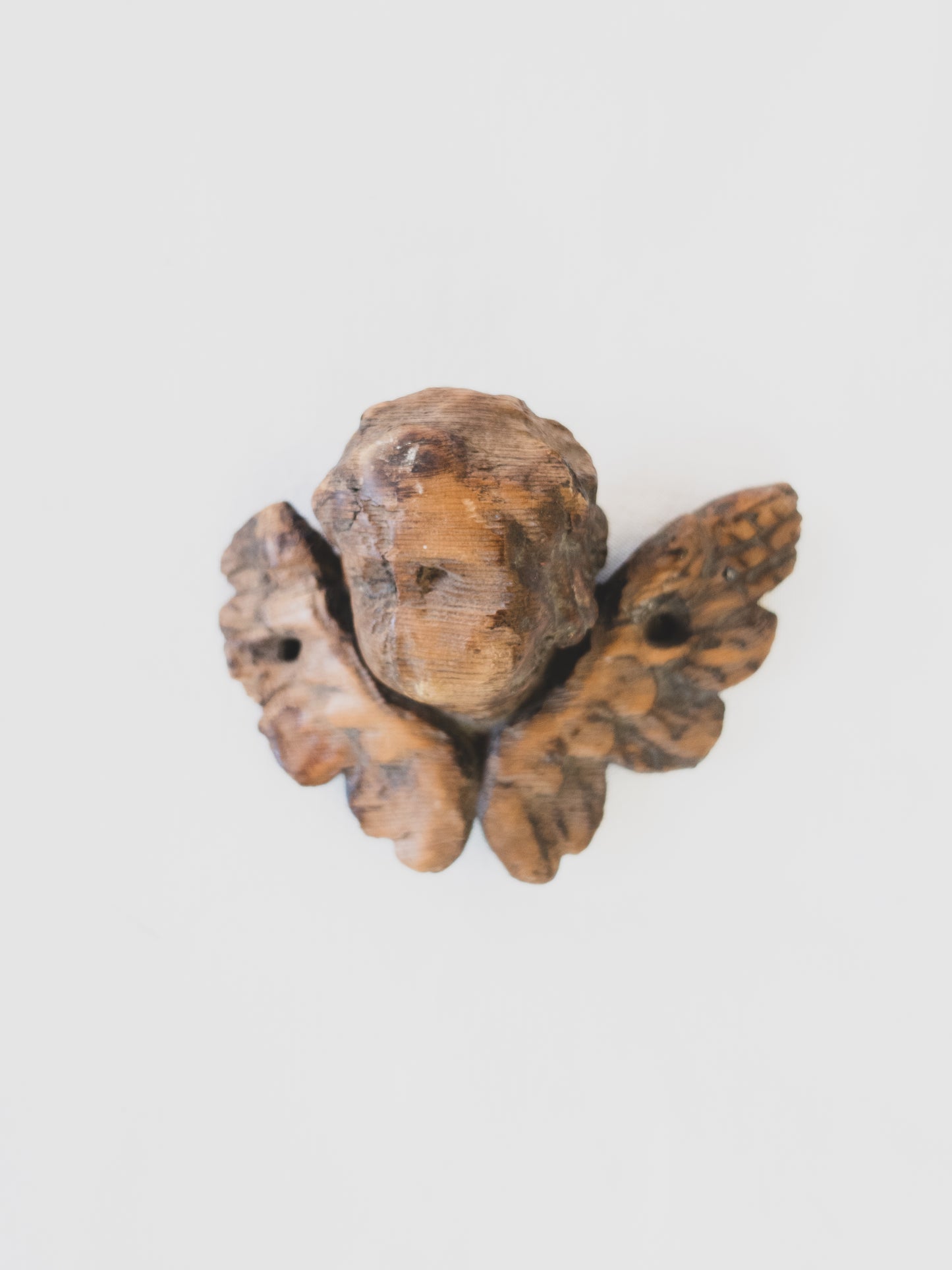 18th c. Carved Angel – Worn Smooth by Prayer and Time