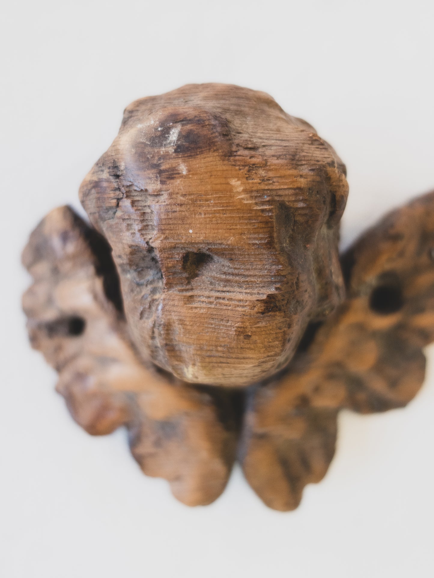 18th c. Carved Angel – Worn Smooth by Prayer and Time