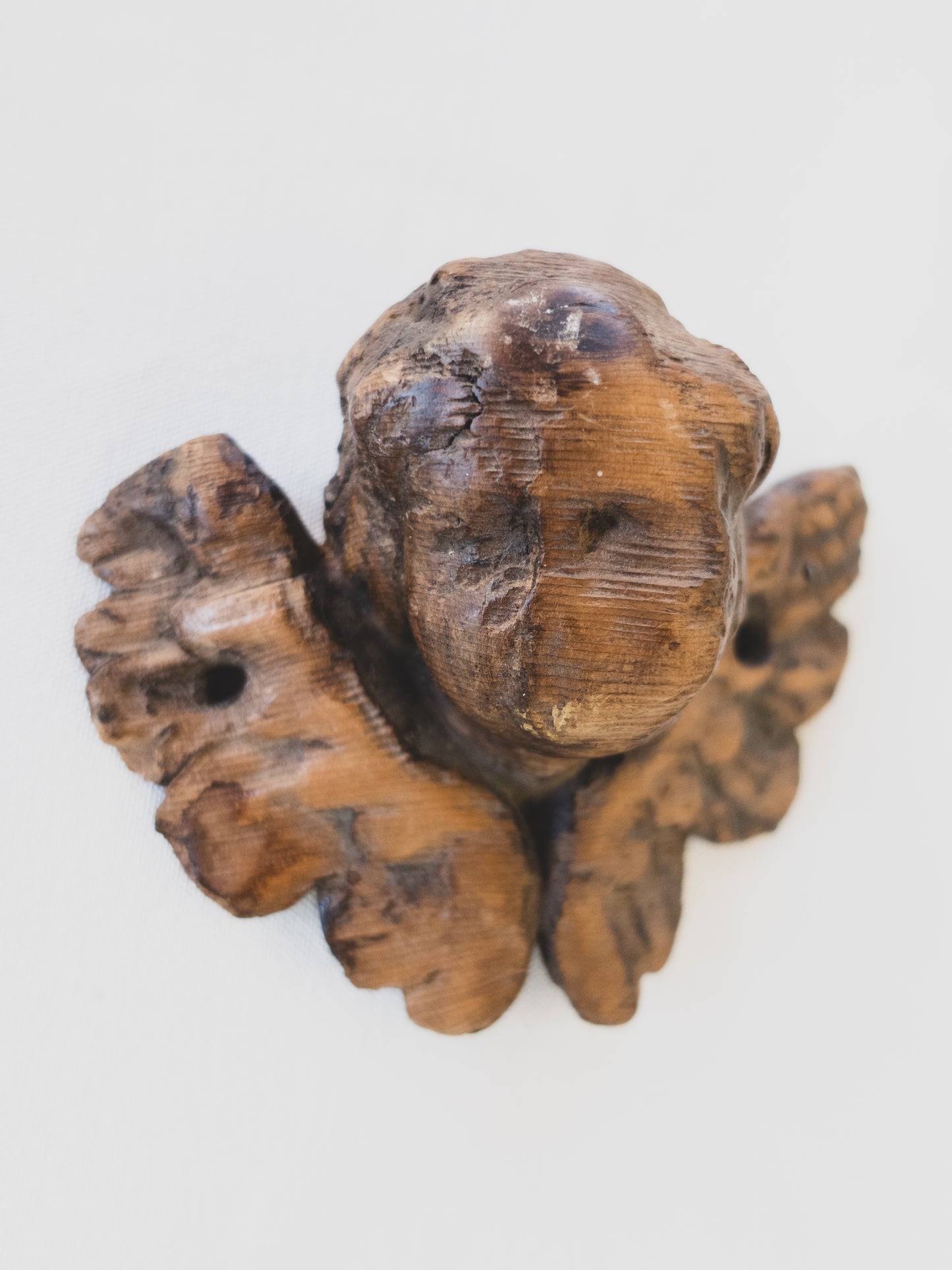 18th c. Carved Angel – Worn Smooth by Prayer and Time