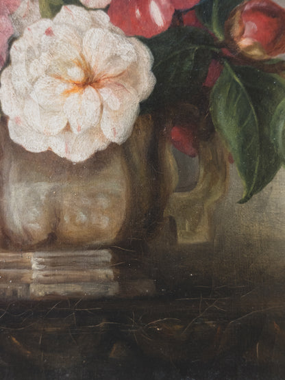 19th c. French Floral Still Life – Oil on Canvas