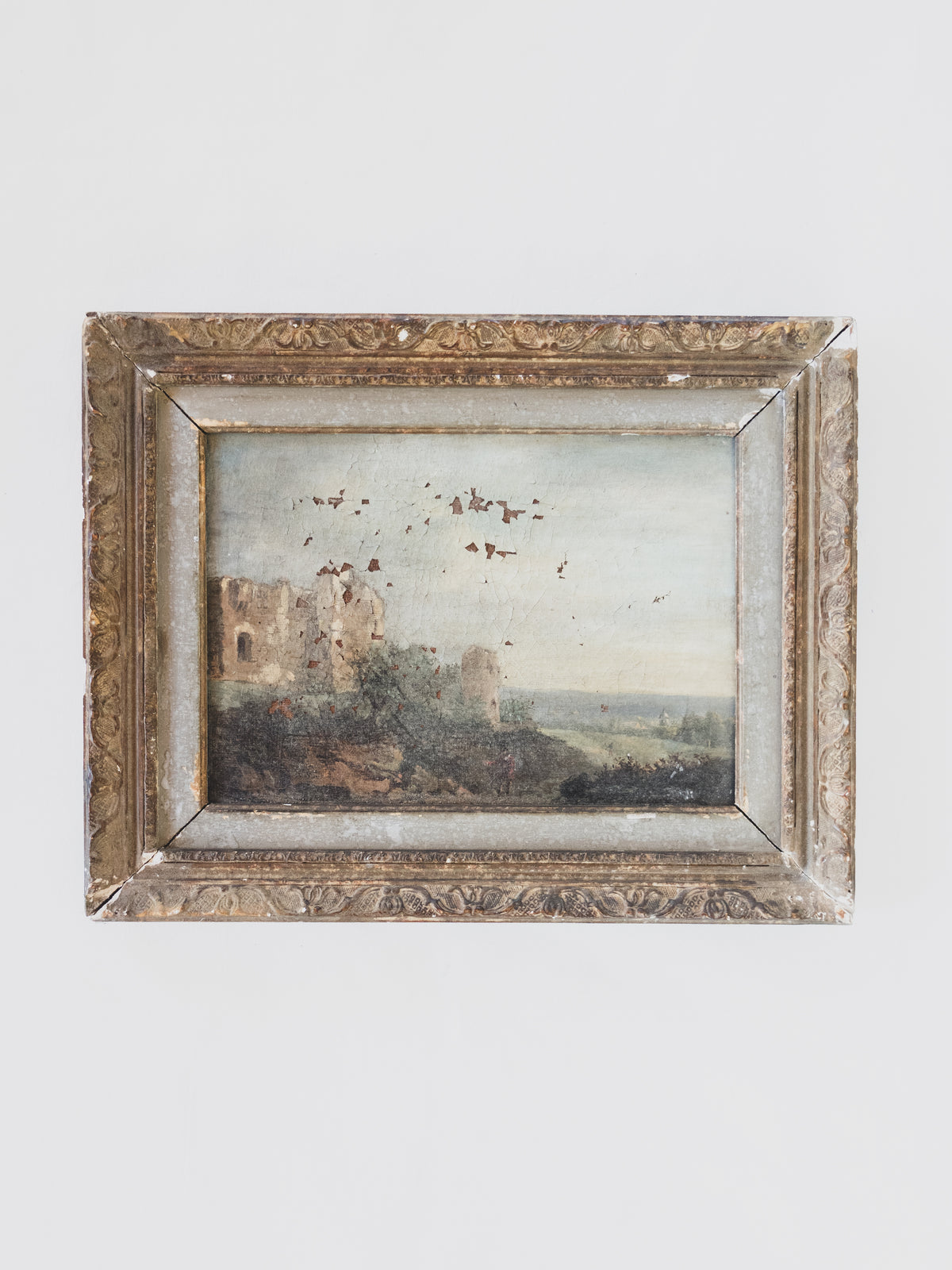 19th c. Distressed Landscape – Oil on Canvas
