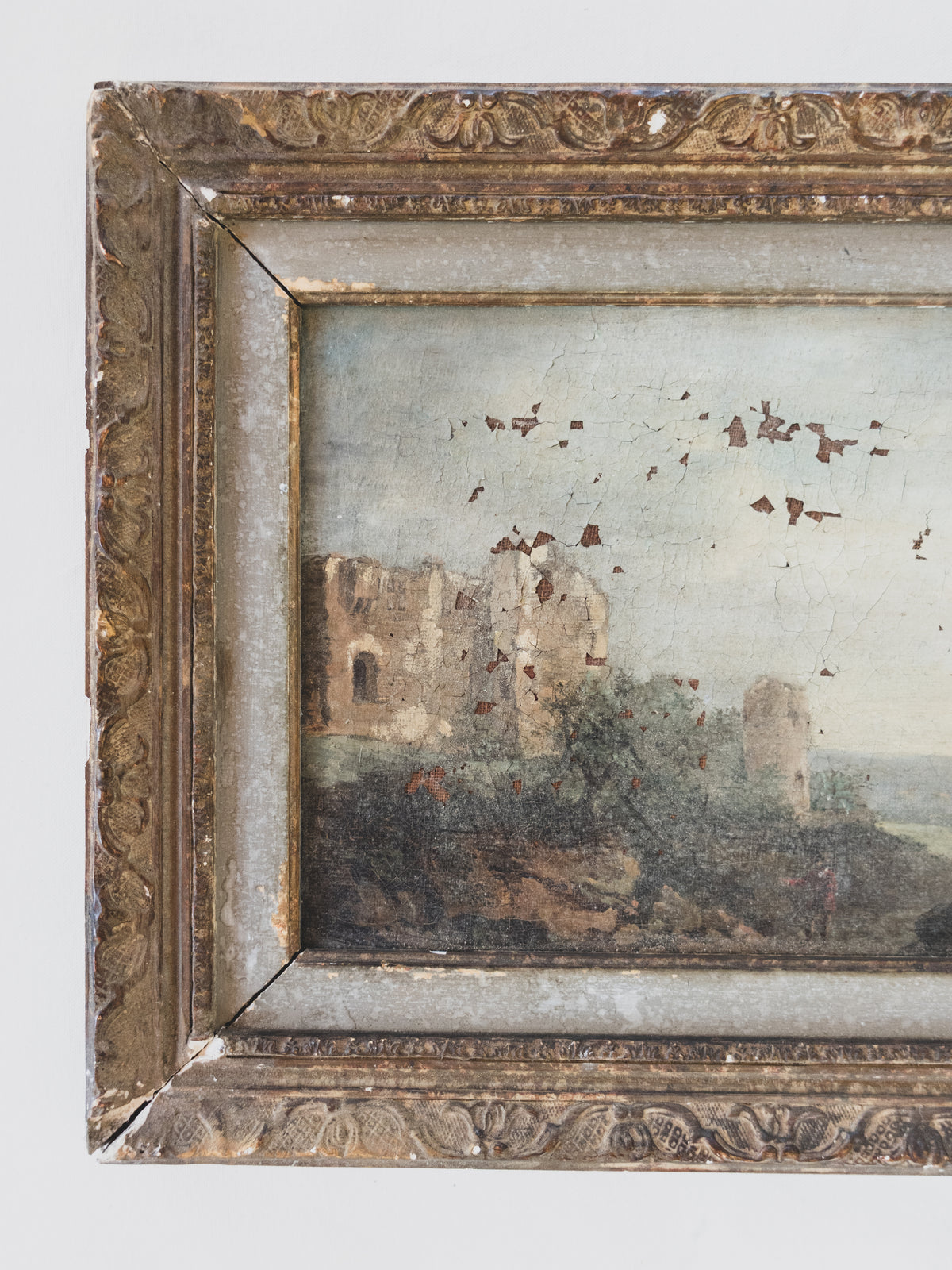 19th c. Distressed Landscape – Oil on Canvas
