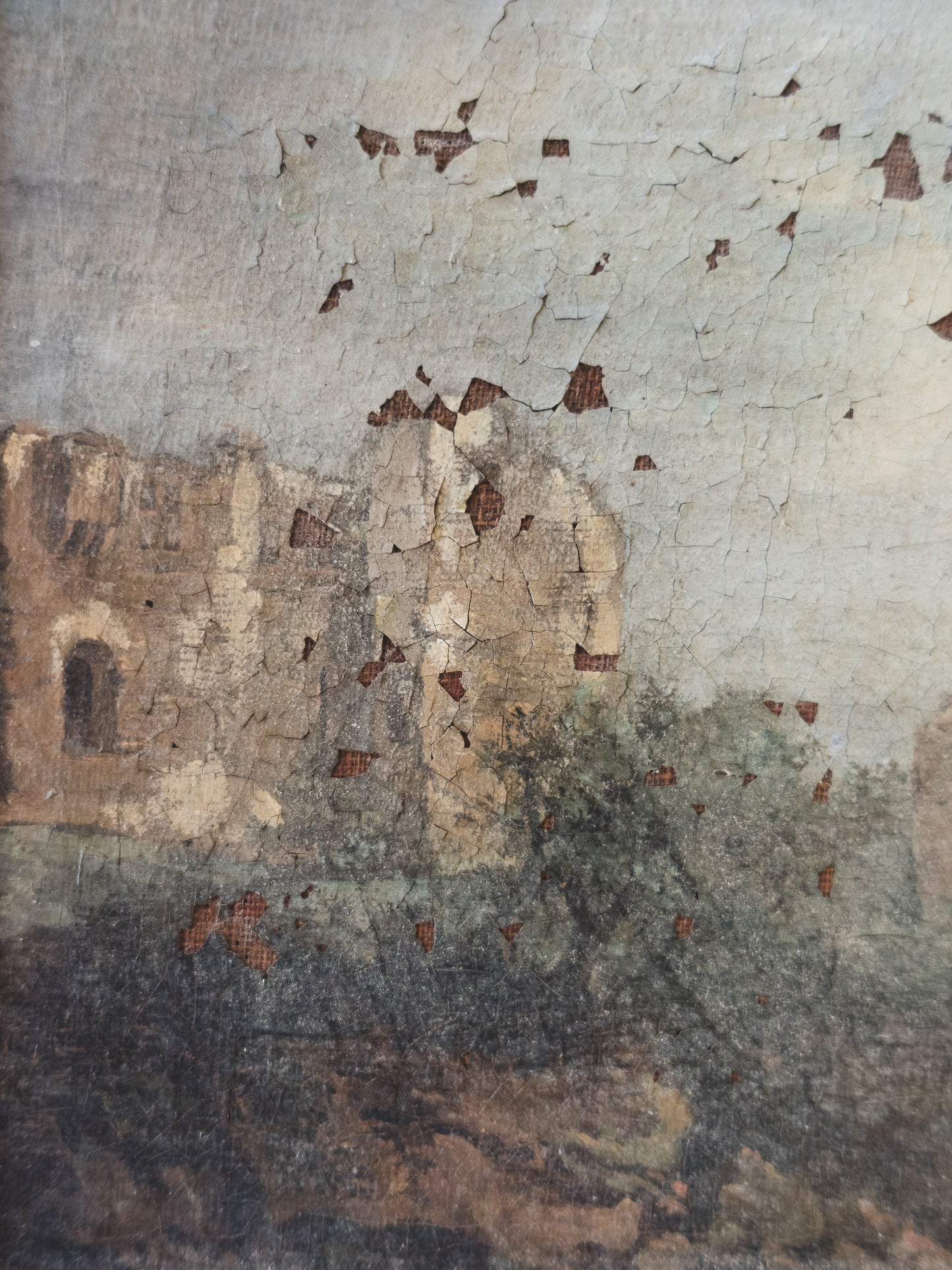 19th c. Distressed Landscape – Oil on Canvas