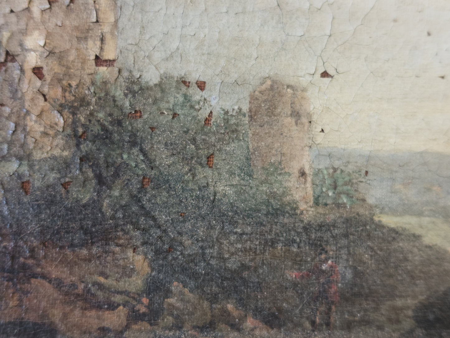 19th c. Distressed Landscape – Oil on Canvas