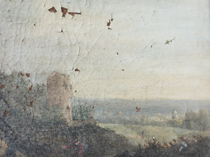 19th c. Distressed Landscape – Oil on Canvas