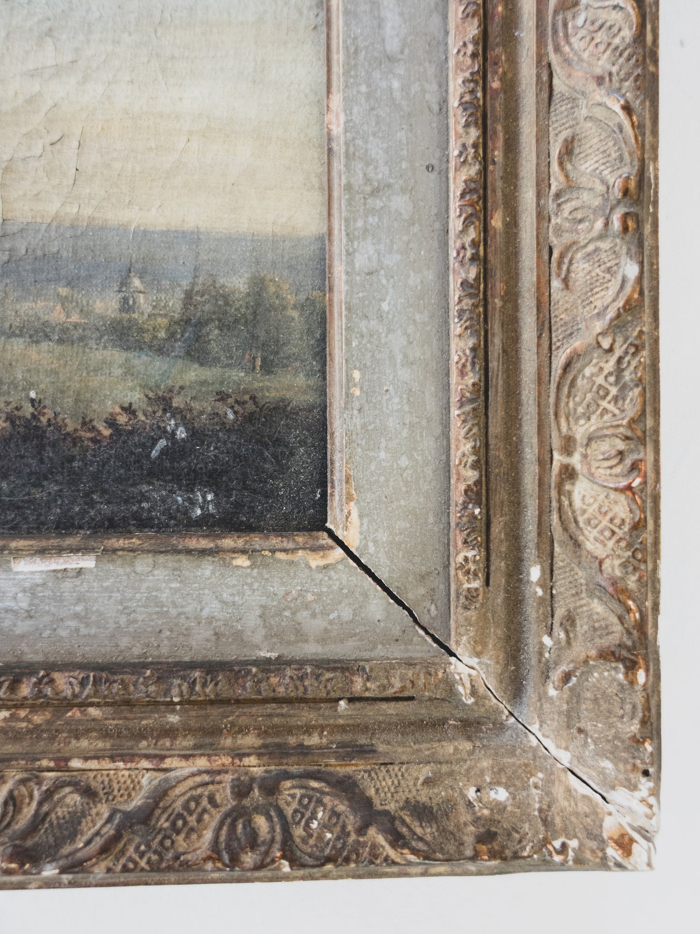 19th c. Distressed Landscape – Oil on Canvas