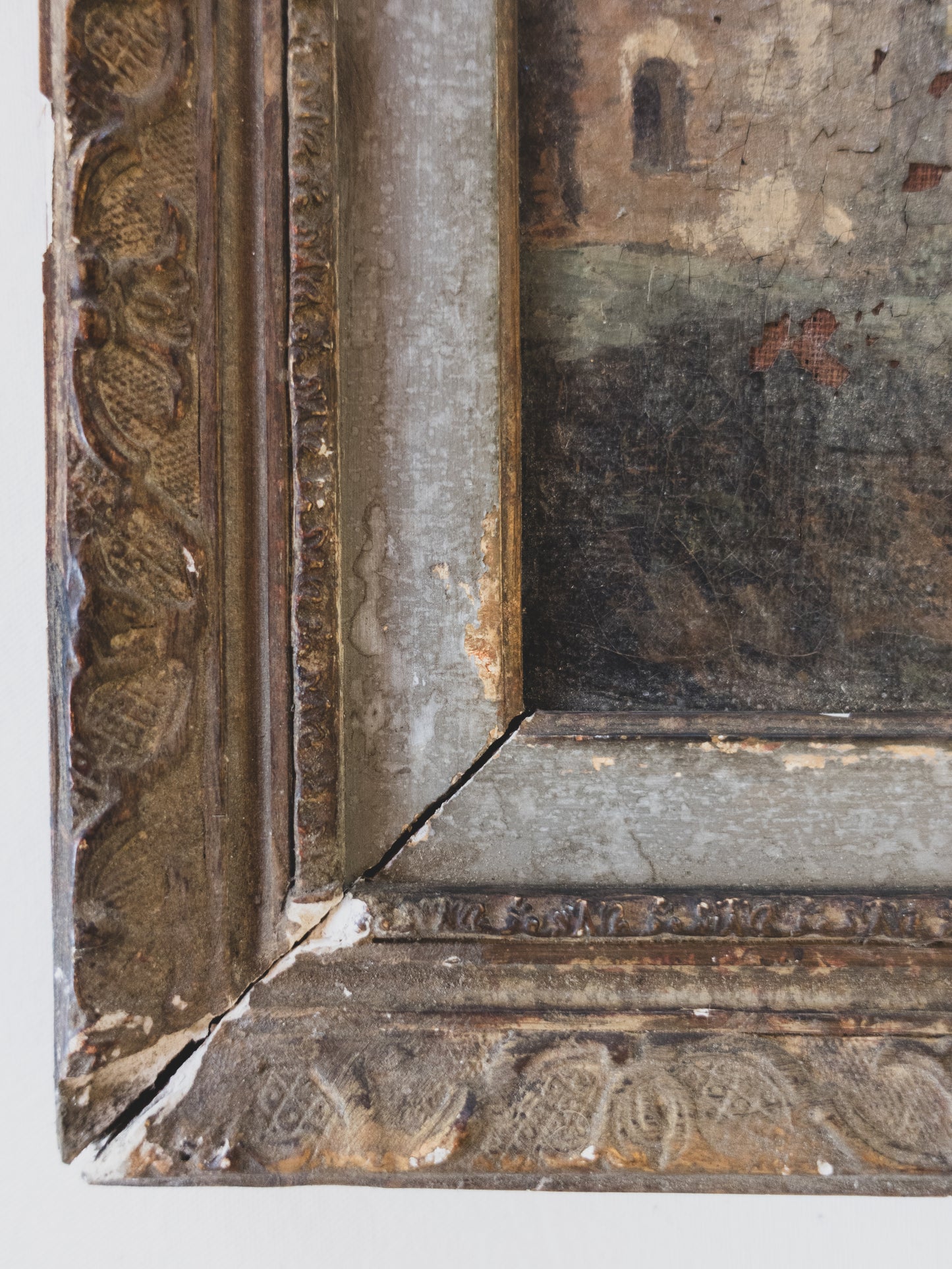 19th c. Distressed Landscape – Oil on Canvas