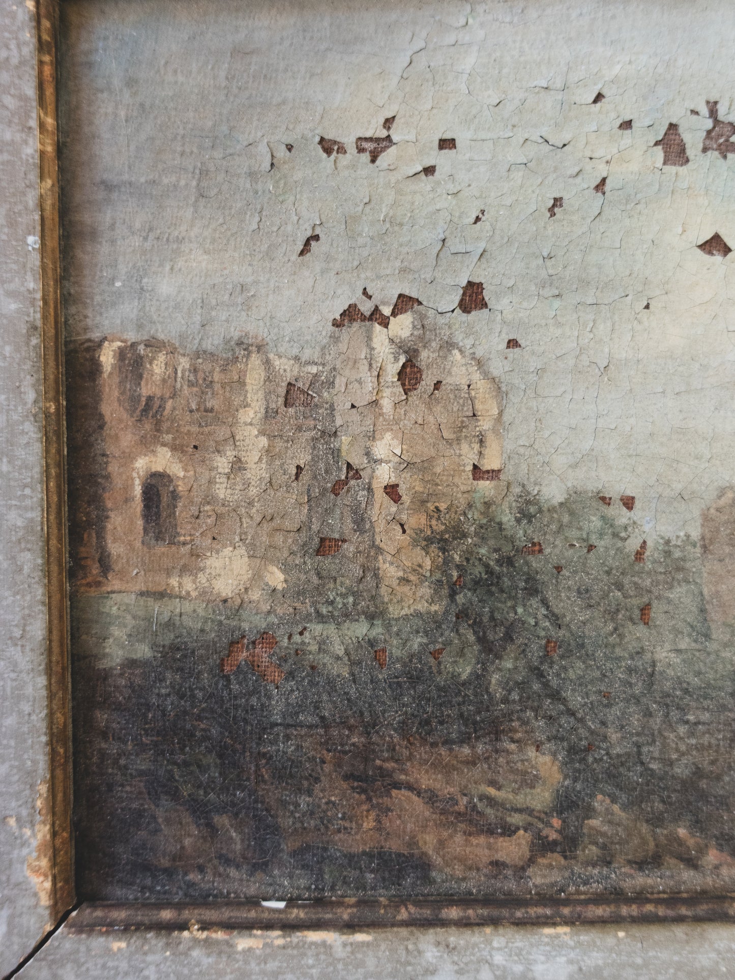 19th c. Distressed Landscape – Oil on Canvas