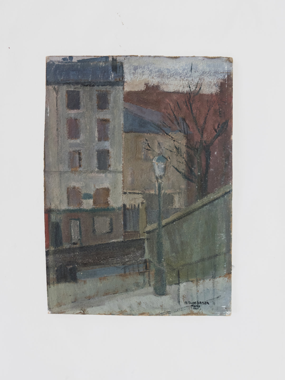 1940s Paris Street Scene – Oil on Board