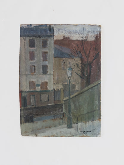 1940's Paris Street Scene – Oil on Board