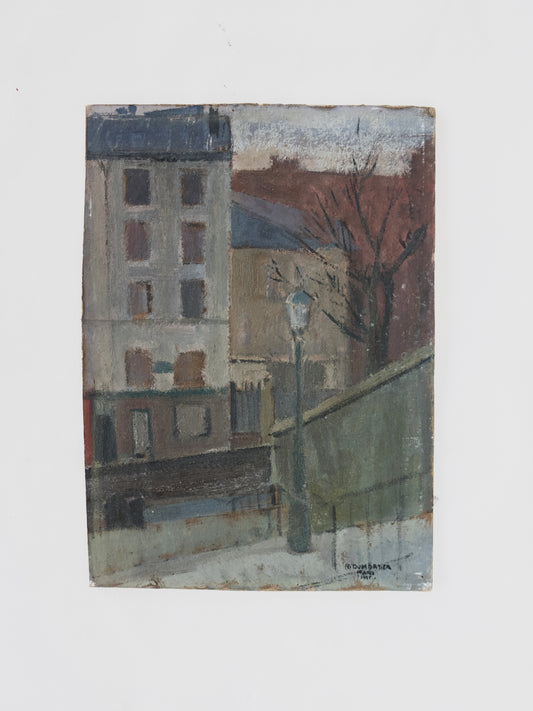 1940's Paris Street Scene – Oil on Board