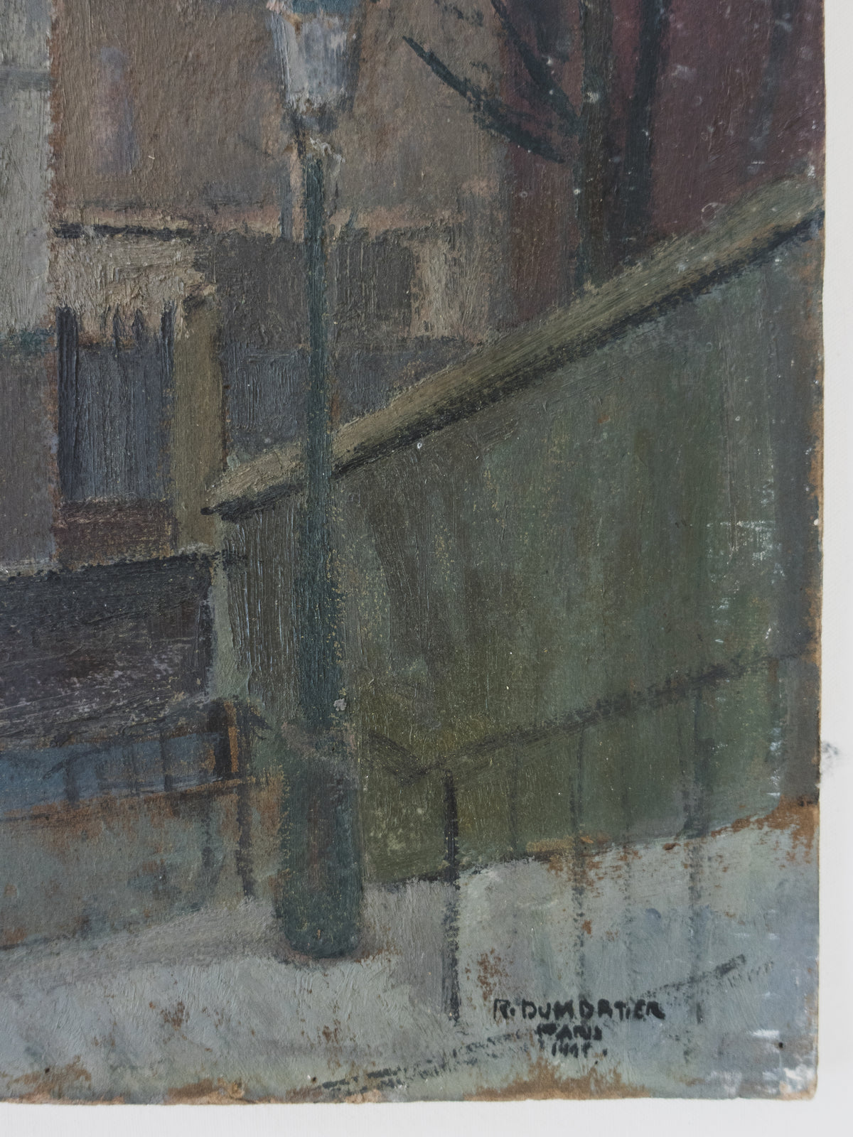 1940s Paris Street Scene – Oil on Board