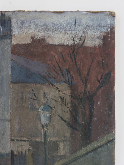 1940's Paris Street Scene – Oil on Board
