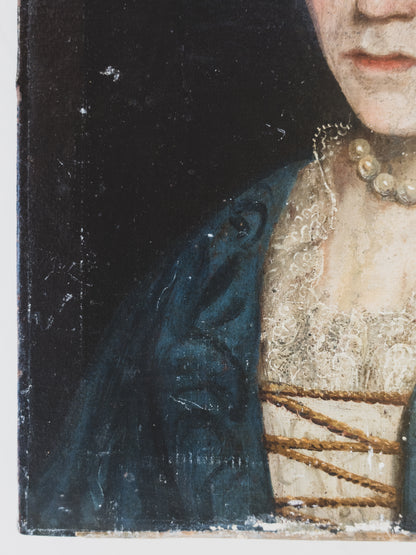 Late 18th c. Portrait of a Lady in Lace and Pearl – Oil on Canvas