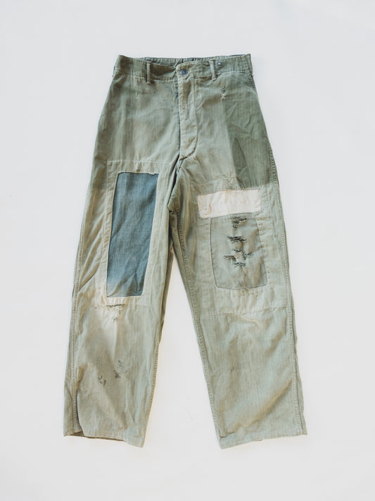 1940's Crazy Patched HBT Pants - 29x29