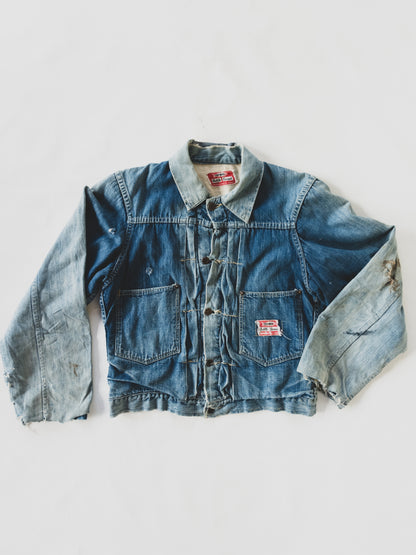 1940's Rare Distressed Buckle Back-less Jacket - S